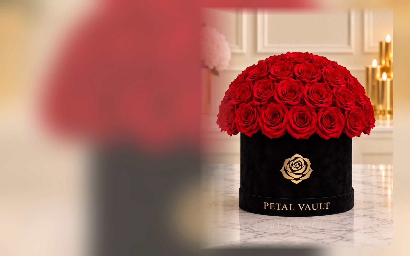 Petal Vault preserved roses in a keepsake vessel
